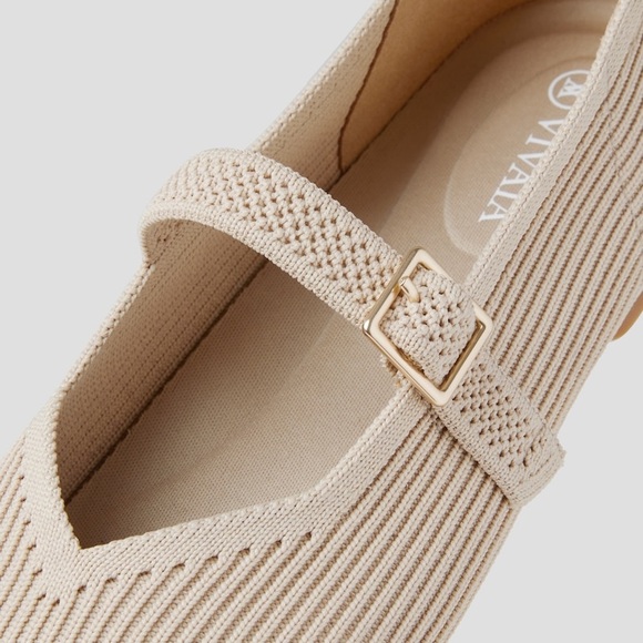 Vivaia Square-Toe Mary Jane Flats in Almond - Picture 4 of 7